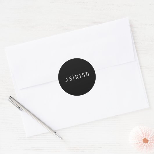 Moderne Design-Minimal-Monogramm-Umschlag-Siegel Runder Aufkleber (Umschlag)