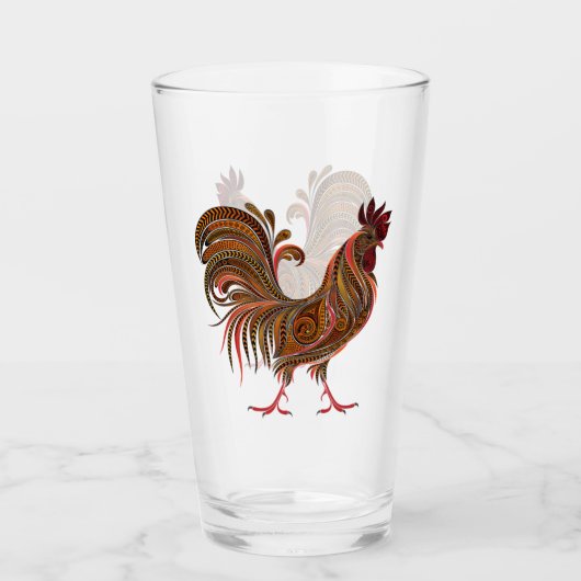 Moderne Design-Rooster-Chiffre-Kunst Glas (Vorderseite)