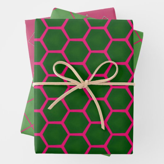 Moderne Designs mit rosa und grün Geschenkpapier Set (Beispiel)