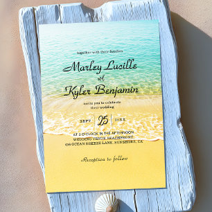 Moderne Destination Sommerstrand Hochzeit Einladung