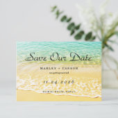 Moderne Destination Sommerstrand Hochzeit Save The Date (Stehend Vorderseite)