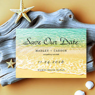 Moderne Destination Sommerstrand Hochzeit Save The Date