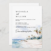 Moderne Destination Watercolor Beach Hochzeit Einladung (Vorne/Hinten)