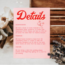 Moderne Details in Rot und Rosa Begleitkarte