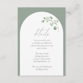 Moderne Details zur botanischen Hochzeit auf dem g Begleitkarte