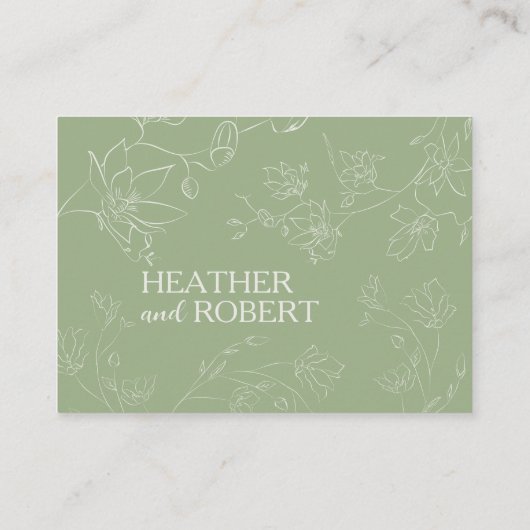 Moderne Details zur botanischen Hochzeit mit grüne Begleitkarte (Rückseite)