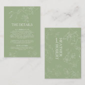 Moderne Details zur botanischen Hochzeit mit grüne Begleitkarte (Vorne/Hinten)