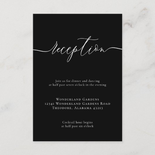 Moderne Details zur Schwarzen Hochzeit Begleitkarte (Vorderseite)