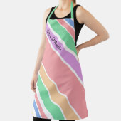 Moderne Diagonal Stripe Pastel Personalisiert Schürze (InSitu)