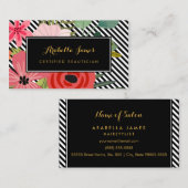 Moderne diagonale Streifen Elegante florale Beauti Visitenkarte (Vorne/Hinten)