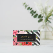 Moderne diagonale Streifen Elegante florale Beauti Visitenkarte (Stehend Vorderseite)