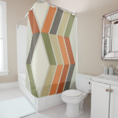Moderne Diagonale Streifen Grün Orange Duschvorhang (Beispiel)