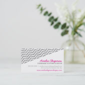 MODERNE Diagonale Zickzack Imitate Silber Glitzer Visitenkarte (Stehend Vorderseite)