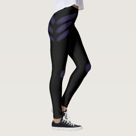 Moderne Diagonallinien in Indigoblau auf schwarz Leggings (Rechts)
