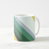 Moderne Diagonalstreifen in Grün, Gelb und Grau Kaffeetasse (VorderseiteRechts)