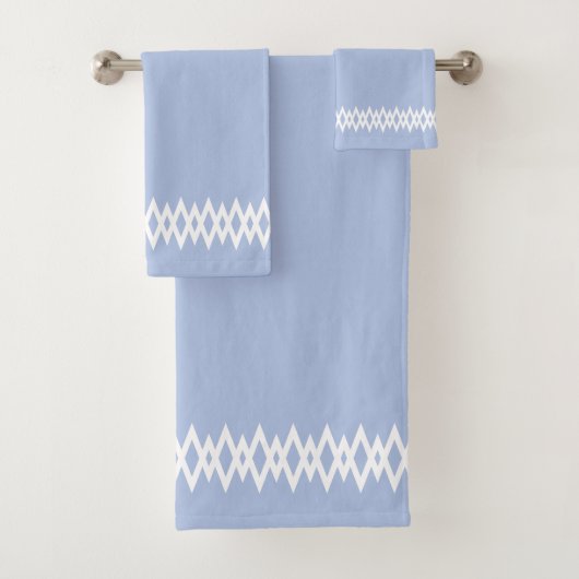 Moderne Diamant-Dekorationslinie auf hellblau Badhandtuch Set (Insitu)