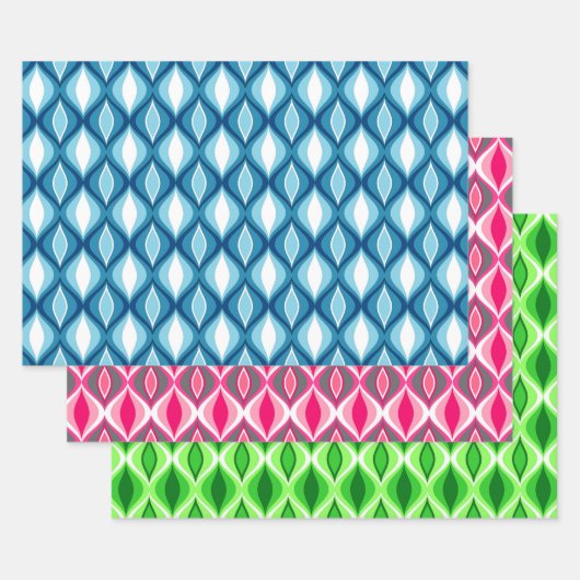 Moderne Diamanten, blau, rosa, grün Geschenkpapier Set (Set)