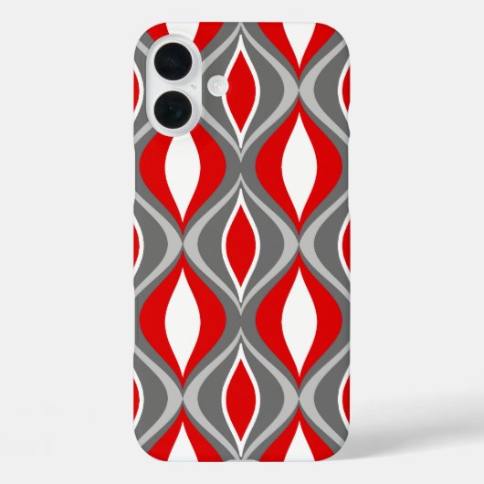 Moderne Diamanten, grau / grau & rot, Mitte des 20 Case-Mate iPhone Hülle (Rückseite)