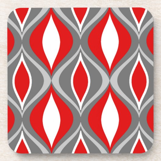 Moderne Diamanten, grau / grau & rot, Mitte des 20 Untersetzer (Vorderseite)
