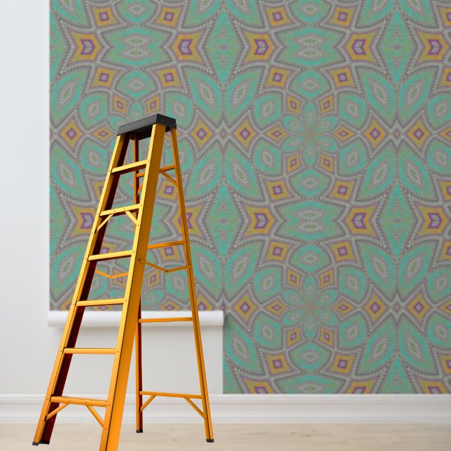 Moderne Diamanten kreisen Muster blau orange Tapete (Modern diamonds circles pattern blue orange wallpaper)