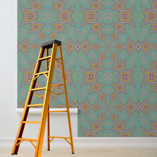 Moderne Diamanten kreisen Muster blau orange Tapete