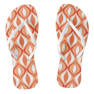 Moderne Diamanten, Orange & White aus dem Mittelal Badesandalen