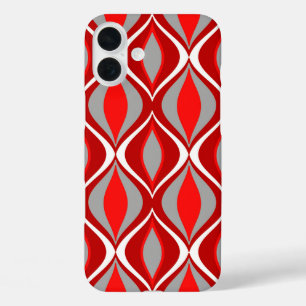 Moderne Diamanten, rot & grau / grau iPhone 16 Plus Hülle