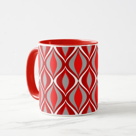 Moderne Diamanten, rot & grau / grau Tasse (Vorderseite Links)