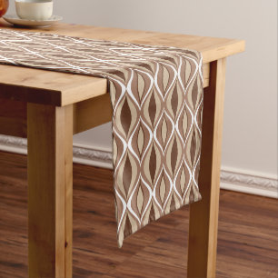 Moderne Diamanten, Taupe und Brown aus dem Mittela Kurzer Tischläufer