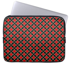 Moderne Diamantmuster in Schwarz und Rot Laptopschutzhülle
