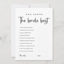 Moderne, die die Bride Best Game Card kennen Einladung