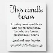 Moderne dieses Candle-Burns-Memorial-Zeichen Fotoplatte (Vorderseite)