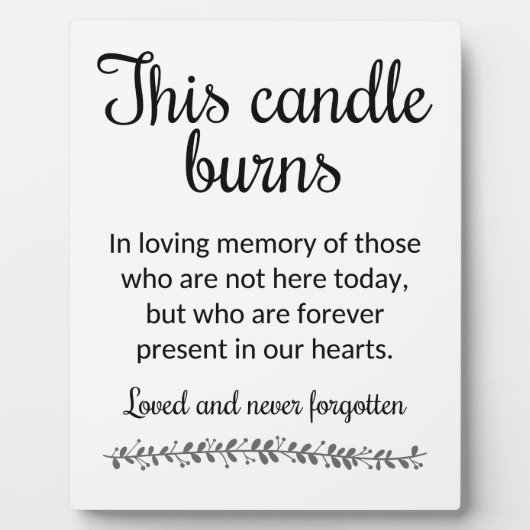 Moderne dieses Candle-Burns-Memorial-Zeichen Fotoplatte (Vorderseite)