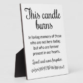 Moderne dieses Candle-Burns-Memorial-Zeichen Fotoplatte (Seite)