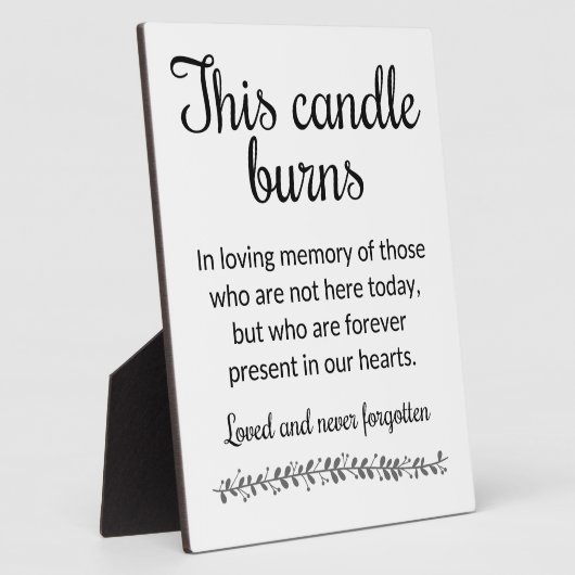 Moderne dieses Candle-Burns-Memorial-Zeichen Fotoplatte (Seite)