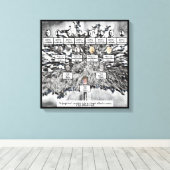 Moderne Digital Black Family Tree Vier Generatione Leinwanddruck (Insitu (Holzboden))
