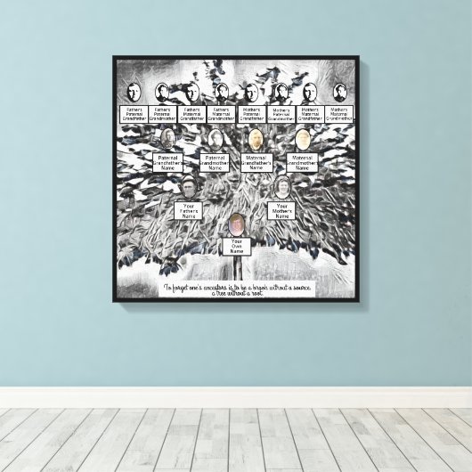 Moderne Digital Black Family Tree Vier Generatione Leinwanddruck (Insitu (Holzboden))