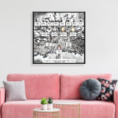 Moderne Digital Black Family Tree Vier Generatione Leinwanddruck (Insitu (Wohnzimmer))