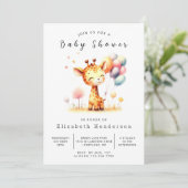 Moderne Digital Giraffe Baby Dusche Einladung (Stehend Vorderseite)