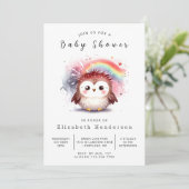 Moderne Digital Owl Baby Dusche Einladung (Stehend Vorderseite)