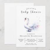 Moderne Digital Swan Baby Dusche Einladung (Vorne/Hinten)
