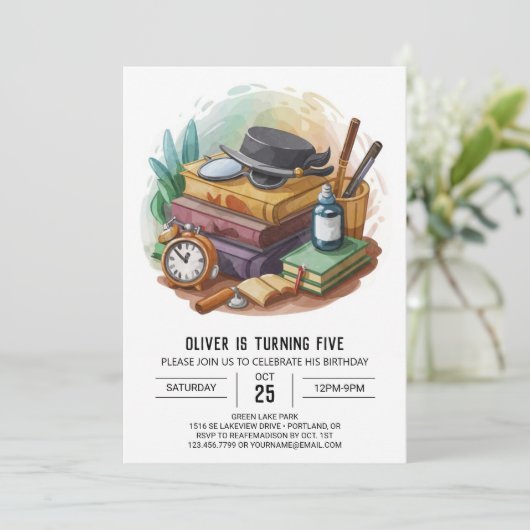 Moderne digitale Detektion Geburtstag Einladung (Stehend Vorderseite)