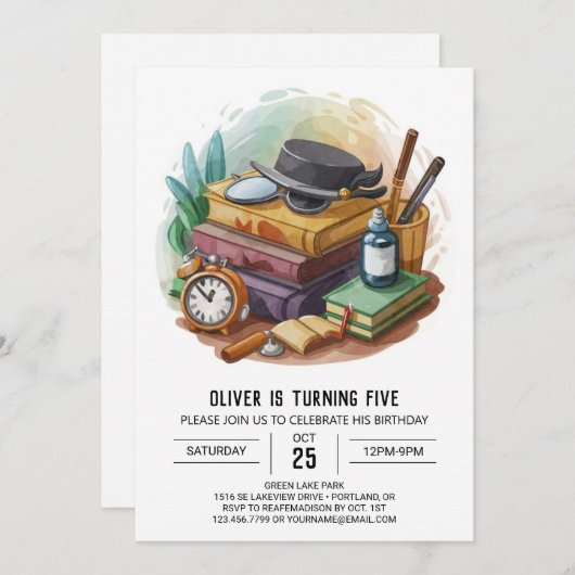 Moderne digitale Detektion Geburtstag Einladung (Vorne/Hinten)