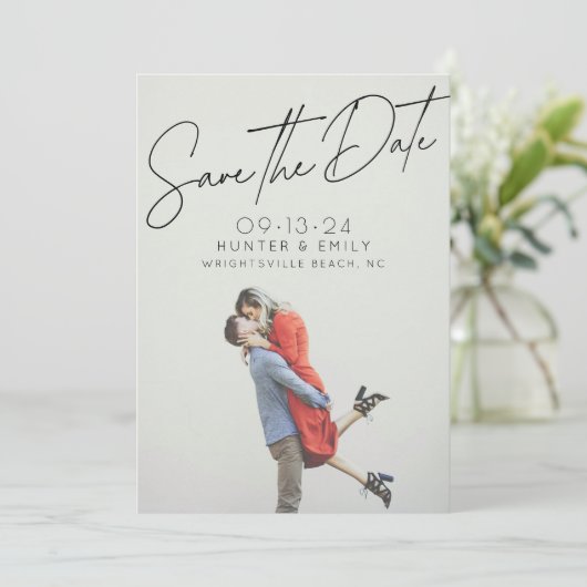 Moderne digitale Hochzeiten speichern die Datumsvo Ankündigung (Stehend Vorderseite)