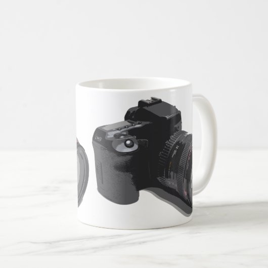 Moderne digitale SLR-Kamera Kaffeetasse (VorderseiteRechts)