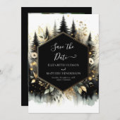 Moderne, digitale, verzauberte Waldhochzeit Save The Date (Vorne/Hinten)