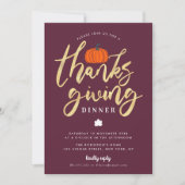 Moderne Dinner-Einladung zum Erntedank mit Goldsch Einladung (Vorderseite)