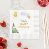 Moderne Dinosaur White Baby Dusche Napkins Serviette (Beispiel)