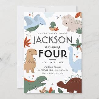 Moderne Dinosaurier Geburtstagsparty Einladung