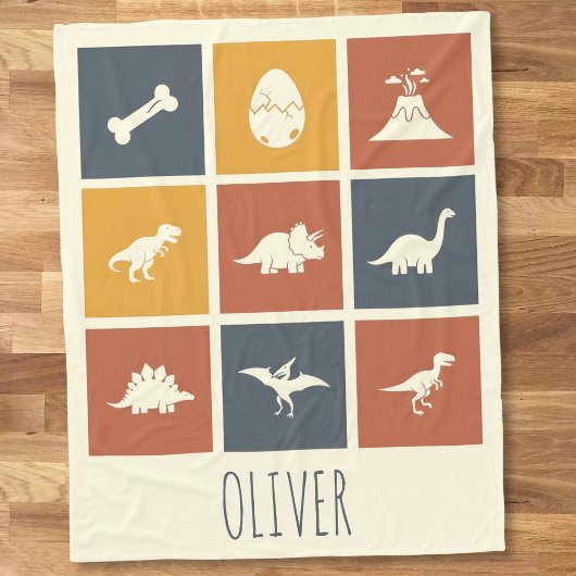 Moderne Dinosaurier-Icon-Raster Fleecedecke